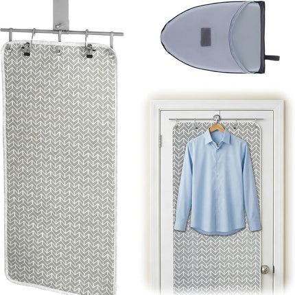 Over-the-door Steaming Station 38" x 19" Clothes Steamer with Ironing Glove 100% Cotton Cover an Aluminum Vapor Protection Layer for Home and Travel Use -.