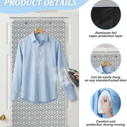 Over-the-door Steaming Station 38" x 19" Clothes Steamer with Ironing Glove 100% Cotton Cover an Aluminum Vapor Protection Layer for Home and Travel Use -.