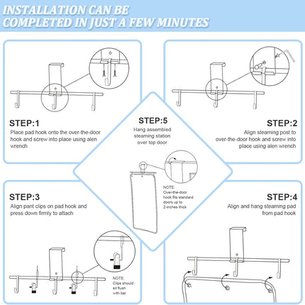 Over-the-door Steaming Station 38" x 19" Clothes Steamer with Ironing Glove 100% Cotton Cover an Aluminum Vapor Protection Layer for Home and Travel Use -.