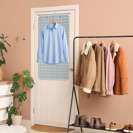 Over-the-door Steaming Station 38" x 19" Clothes Steamer with Ironing Glove 100% Cotton Cover an Aluminum Vapor Protection Layer for Home and Travel Use -.