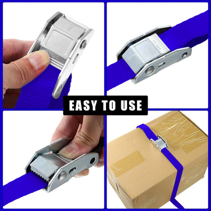 16 Pcs Cambuckle Tie Down Straps 1763lbs Break Strength Securing 1'' x 15 ft Downs with S Hook for Motorcycle, Kayak, Car, Truck, Boat Moving, Cargo(Blue) Blue -.