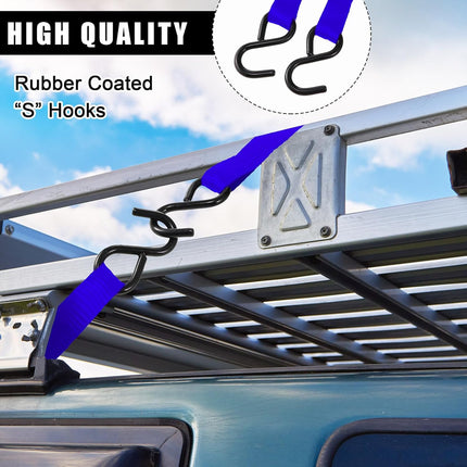 16 Pcs Cambuckle Tie Down Straps 1763lbs Break Strength Securing 1'' x 15 ft Downs with S Hook for Motorcycle, Kayak, Car, Truck, Boat Moving, Cargo(Blue) Blue -.