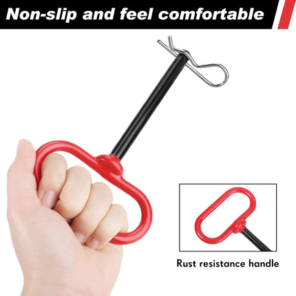 4 Pcs 3/8 x Inch Handle Hitch Pin for Tractor Trailer and Clip Tow Accessories Farm,Tractor,Turn Mower, Towing Cargo, Boat, RV, Car, Truck, Bike, ATV(Red) Red -.