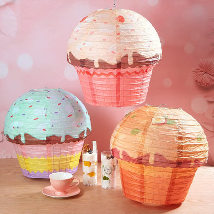 6 Pieces 12 Inches Large Candyland Cupcake Party Decoration Halloween Donut Lanterns Ice Cream Decor Dessert Candy Sweet for Wedding Baby Shower Birthday Supply -.