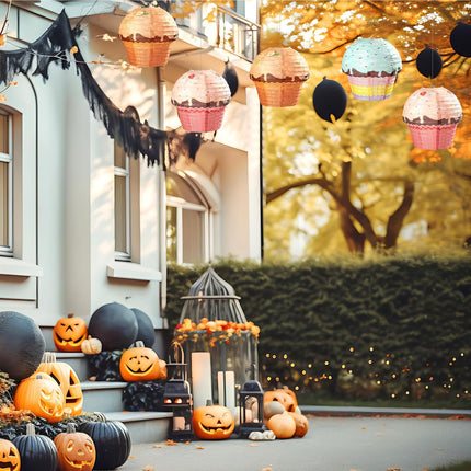 6 Pieces 12 Inches Large Candyland Cupcake Party Decoration Halloween Donut Lanterns Ice Cream Decor Dessert Candy Sweet for Wedding Baby Shower Birthday Supply -.