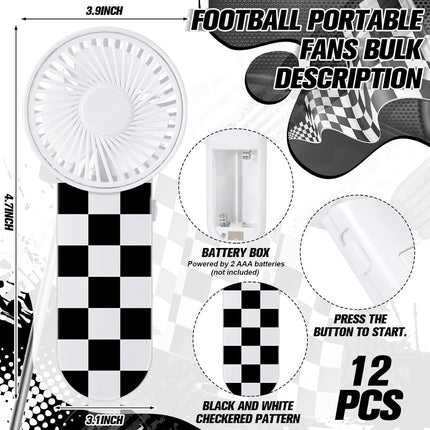 12 Pcs Race Car Party Favors Portable Fan Bulk Mini Handheld Personal Fans Checkered Black and White for Team Gift Travel Summer Outdoor Decorations -.