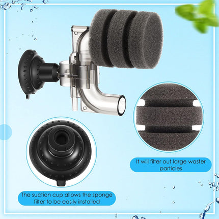 2 Pieces Mini Aquarium Single Sponge Filter Submersible Foam Quiet for Small Fish Tank 0.5-5 Gallon Fixed Freshwater Salt Water -.