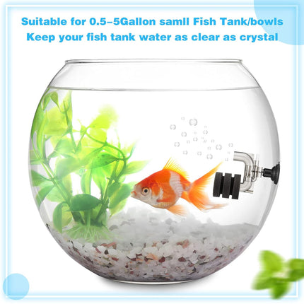 2 Pieces Mini Aquarium Single Sponge Filter Submersible Foam Quiet for Small Fish Tank 0.5-5 Gallon Fixed Freshwater Salt Water -.