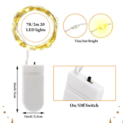 7ft 20 Fairy Lights Battery Operated [3 Styles], LED String Bulk Waterproof for Christmas Mason Jars Wedding Engagement Party Decorations Table Centerpiece(Warm,50 Pack) Warm -.