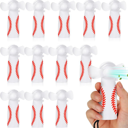12 Pcs Baseball Team Gifts Mini Electric Portable Fan Bulk with Lanyards Powerful Personal Handheld for Summer Sport Gift Party, Battery Not Include -.