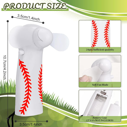 12 Pcs Baseball Team Gifts Mini Electric Portable Fan Bulk with Lanyards Powerful Personal Handheld for Summer Sport Gift Party, Battery Not Include -.