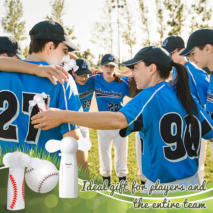 12 Pcs Baseball Team Gifts Mini Electric Portable Fan Bulk with Lanyards Powerful Personal Handheld for Summer Sport Gift Party, Battery Not Include -.