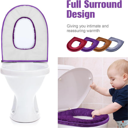 8 Pcs Toilet Seat Covers Pads for Bathroom Soft Thicker Warmer Cushion Comfortable Washable Cover with Zipper Home Reusable -.