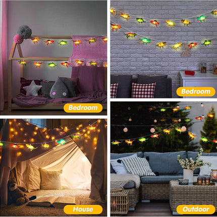 20 LED 9.8 FT Dinosaur String Lights for Boys Room Battery Operated Dino Light Girls Kids Bedroom Decor Christmas Tree Decoration Holiday Party Garden Tent Wall - Ft.