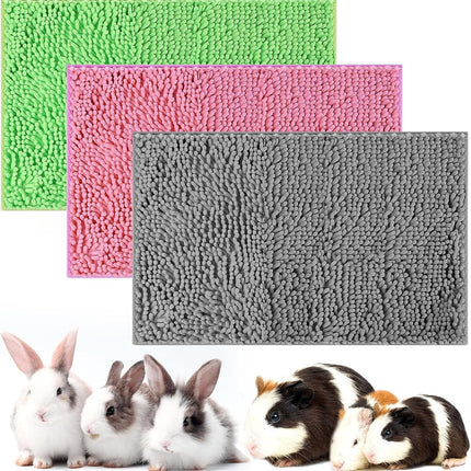 3 Pcs Guinea Pig Bedding Reusable Small Animal Bed Fleece Pee Pad Absorbency Washable Pet Soft Cage Liner for Bunny Hamsters(Pink, Green, Gray) Pink, Gray -.