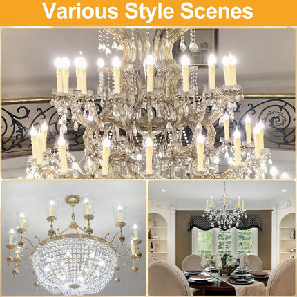 20 Set E12 Length Adjustable Bulb Socket Chandelier with Cardboard Insulator and 4" Wax Dripping Plastic Candle Cover Sleeve, Lamp Repair Kit for Base(Cream) Cream -.