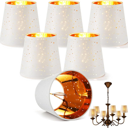6 Pcs Chandelier Lamp Shades Set Small Shade for Pendant Wall Ceiling Lights Candle Bulbs Clip on Fitter Lampshade (Star,White) -.