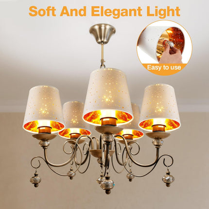 6 Pcs Chandelier Lamp Shades Set Small Shade for Pendant Wall Ceiling Lights Candle Bulbs Clip on Fitter Lampshade (Star,White) -.
