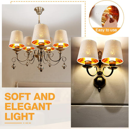 6 Pcs Chandelier Lamp Shades Set Small Shade for Pendant Wall Ceiling Lights Candle Bulbs Clip on Fitter Lampshade (Star,White) -.