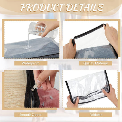 20 Pieces Clear Vinyl Zippered Storage Bags 15 x 11 4 Inch Sweater Plastic Bed Sheet Organizer for Blanket Closet Clothing Linen Clothes Pillow -.