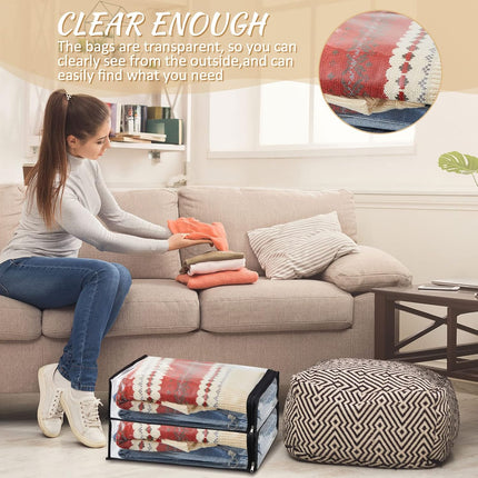 20 Pieces Clear Vinyl Zippered Storage Bags 15 x 11 4 Inch Sweater Plastic Bed Sheet Organizer for Blanket Closet Clothing Linen Clothes Pillow -.