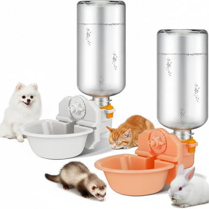 2 Pcs Rabbit Cat Dog Water Bottle Small for Crate 17oz Anti Overflow Pet Cage Suspended Dispenser Hanging Automatic Bunny Ferret Animals Kennel Colors -.