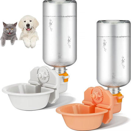 2 Pcs Rabbit Cat Dog Water Bottle Small for Crate 17oz Anti Overflow Pet Cage Suspended Dispenser Hanging Automatic Bunny Ferret Animals Kennel Colors -.