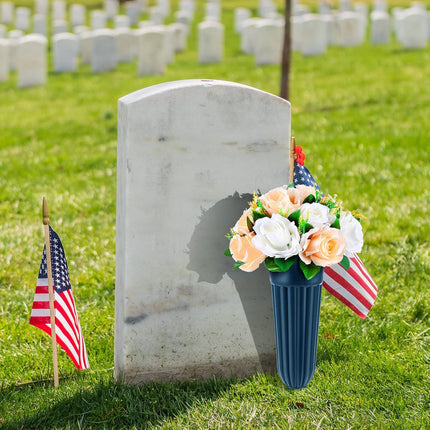 4 Pack Cemetery Vases with Spikes Headstone Vase for Graves Memorial Grave Site Decorations Floral Markers Flower Holder Plastic Hollow Drainage Hole (Classic Style) -.