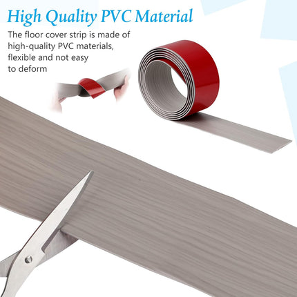 10 Ft Vinyl Floor Transition Strip 3 Wide Flat Self Adhesive Cover Strips Threshold Flooring Gap Trim Laminate for and Doorway, Wood Grain Design (Grey) -.