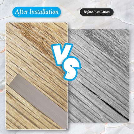 10 Ft Vinyl Floor Transition Strip 3 Wide Flat Self Adhesive Cover Strips Threshold Flooring Gap Trim Laminate for and Doorway, Wood Grain Design (Grey) -.