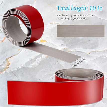 10 Ft Vinyl Floor Transition Strip 3 Wide Flat Self Adhesive Cover Strips Threshold Flooring Gap Trim Laminate for and Doorway, Wood Grain Design (Grey) -.