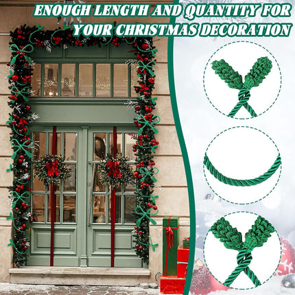 20 Pcs Christmas Inches and 16 Set Decorative Garland Twist Ties Decor for Xmas Holiday Lights Bannisters Stairways Railings (Green) Green -.
