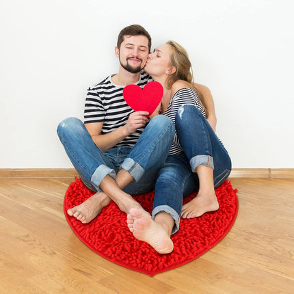 2 Pieces Valentine's Day Heart Rug Bath Mat Shaped Door Bathroom Area Set for Shower Bedroom Kitchen Decor, 20 x 24 Inches(Pink, Red) Pink, Red -.