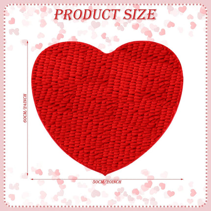 2 Pieces Valentine's Day Heart Rug Bath Mat Shaped Door Bathroom Area Set for Shower Bedroom Kitchen Decor, 20 x 24 Inches(Pink, Red) Pink, Red -.