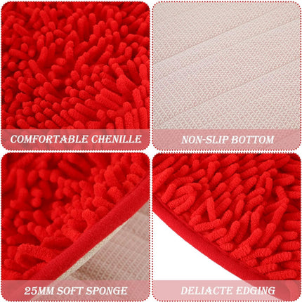 2 Pieces Valentine's Day Heart Rug Bath Mat Shaped Door Bathroom Area Set for Shower Bedroom Kitchen Decor, 20 x 24 Inches(Pink, Red) Pink, Red -.