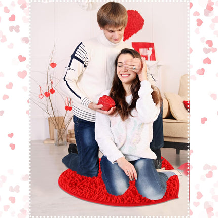 2 Pieces Valentine's Day Heart Rug Bath Mat Shaped Door Bathroom Area Set for Shower Bedroom Kitchen Decor, 20 x 24 Inches(Pink, Red) Pink, Red -.