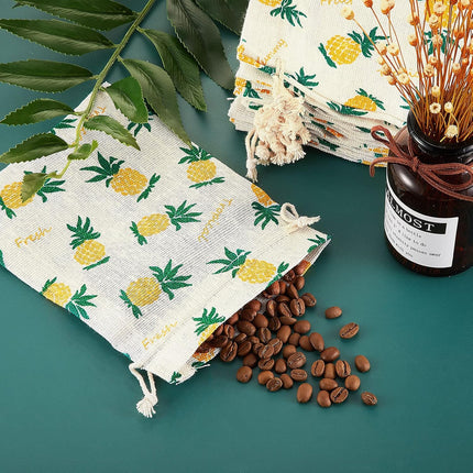 25 Pieces Pineapple Treat Bags Drawstring Favor Storage for Birthday Party Wedding Hawaiian Luau Favors Summer Supplies -.