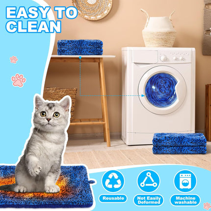 4 Pack Self Warming Cat Bed Mats Leopard Print Dog Thermal Blanket Double Sided Heating Pet Pad with Storage Bags for Winter Outdoor Indoor Supplies, Non Electric(L) - L.