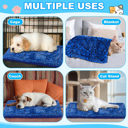 4 Pack Self Warming Cat Bed Mats Leopard Print Dog Thermal Blanket Double Sided Heating Pet Pad with Storage Bags for Winter Outdoor Indoor Supplies, Non Electric(L) - L.