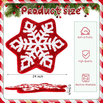 Winter Snowflake Rug Red Bath Mat Bathroom Decor Welcome Non Slip Xmas Washable Bathtub Tub Doormat 21.7'' x 23.6''(Classic) -.
