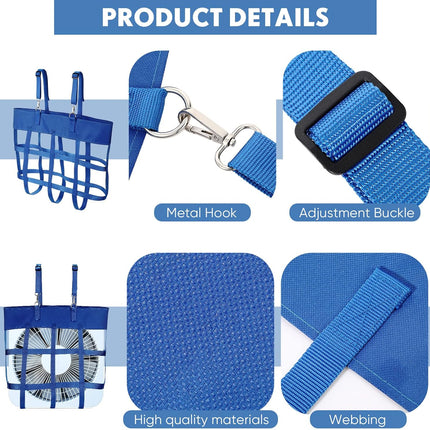 2 Pcs Classic Box Fan Holder for Horse Stall Adjustable Equine Bag Hanging Stable Supplies Metal Hook Accessories, Blue -.