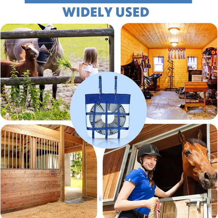 2 Pcs Classic Box Fan Holder for Horse Stall Adjustable Equine Bag Hanging Stable Supplies Metal Hook Accessories, Blue -.
