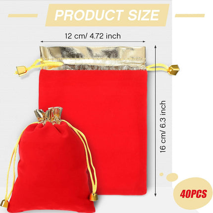50 Pieces Velvet Bags Soft Jewelry Pouch with Drawstrings Velour Packaging Drawstring Present Bag for Candy Wedding Party Birthday Christmas Thanksgiving, 4.7 x 6.3 Inch (Red) Red 4.7x6.3 (Pack of 50).