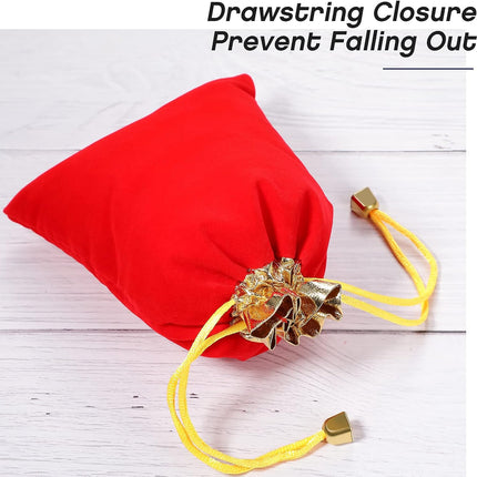 50 Pieces Velvet Bags Soft Jewelry Pouch with Drawstrings Velour Packaging Drawstring Present Bag for Candy Wedding Party Birthday Christmas Thanksgiving, 4.7 x 6.3 Inch (Red) Red 4.7x6.3 (Pack of 50).