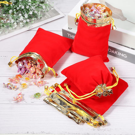 50 Pieces Velvet Bags Soft Jewelry Pouch with Drawstrings Velour Packaging Drawstring Present Bag for Candy Wedding Party Birthday Christmas Thanksgiving, 4.7 x 6.3 Inch (Red) Red 4.7x6.3 (Pack of 50).