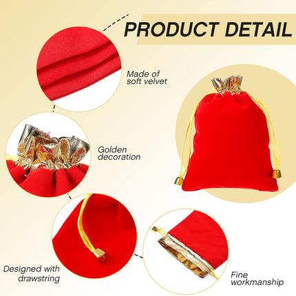 50 Pieces Velvet Bags Soft Jewelry Pouch with Drawstrings Velour Packaging Drawstring Present Bag for Candy Wedding Party Birthday Christmas Thanksgiving, 4.7 x 6.3 Inch (Red) Red 4.7x6.3 (Pack of 50).