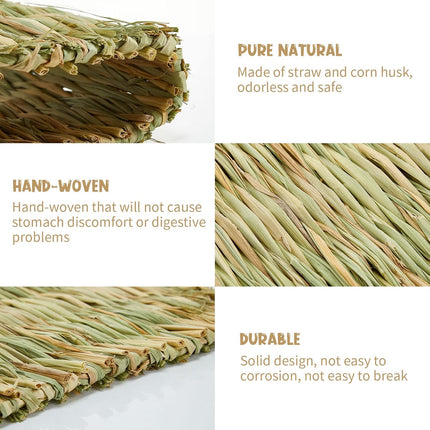 40 Pcs Grass mats for Rabbits Bunny Mat Woven Straw Bed Rabbit Sleeping Natural Chew Toy Parrot Chinchilla Squirrel Hamster Cat Dog Small Animal -.