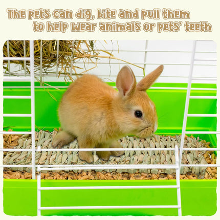 40 Pcs Grass mats for Rabbits Bunny Mat Woven Straw Bed Rabbit Sleeping Natural Chew Toy Parrot Chinchilla Squirrel Hamster Cat Dog Small Animal -.