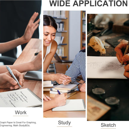2 Pack Graph Paper Spiral Notepad A5 Top Wirebound Grid Notebook Steno Pads Memo 140 Pages for Writing Sketching Drawing Office Supplies (Black) Black -.