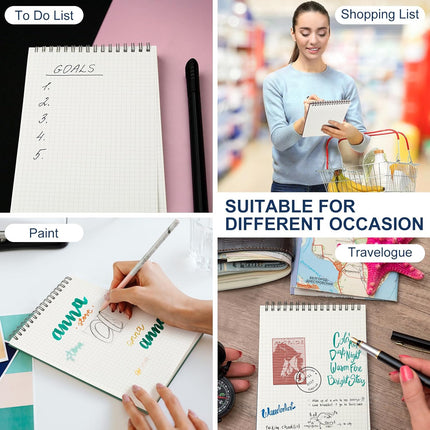 2 Pack Graph Paper Spiral Notepad A5 Top Wirebound Grid Notebook Steno Pads Memo 140 Pages for Writing Sketching Drawing Office Supplies (Black) Black -.
